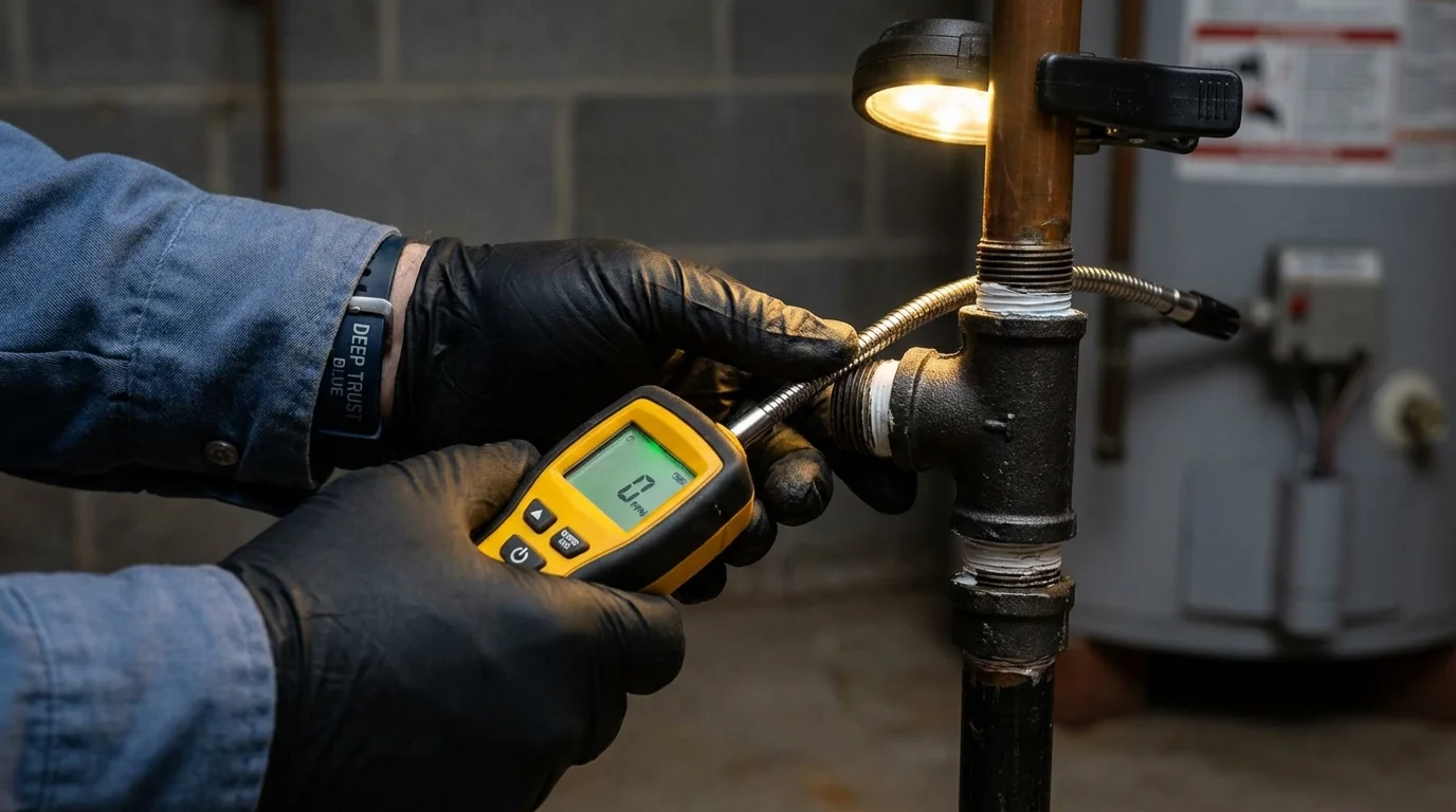 Gas leak detection with electronic sniffer by Johns Plumbing LLC in Vinton