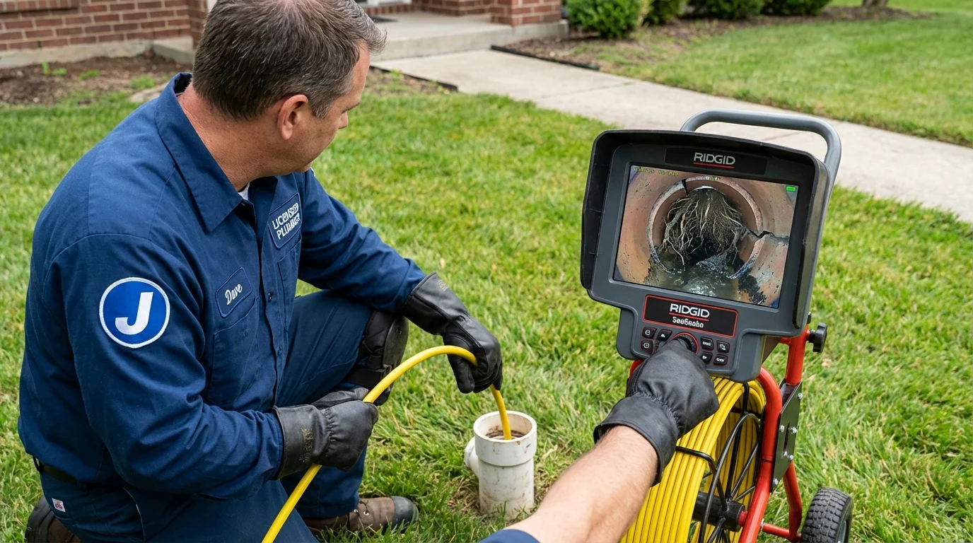 Sewer camera inspection being performed by Johns Plumbing LLC in Vinton